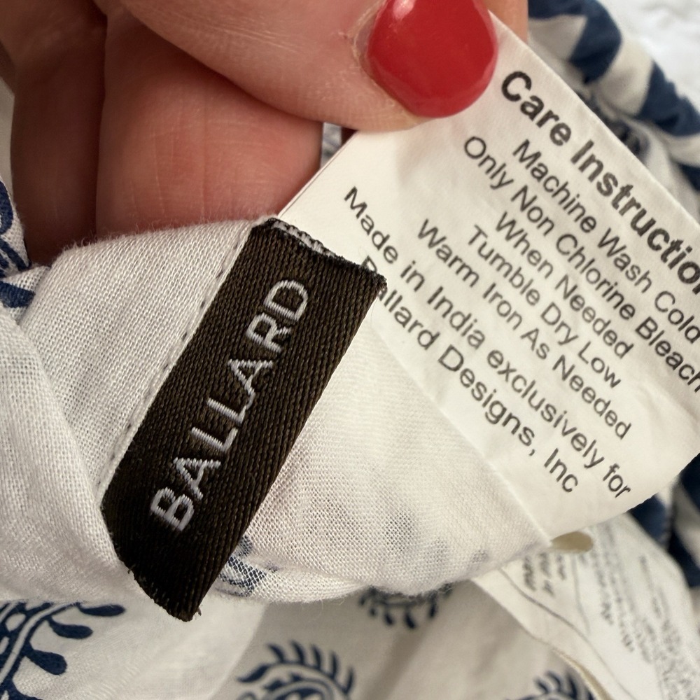 Ballard Designs Pippa Patchwork Euro Shams Blue White Cotton Quilted Paisley (3) - Picture 6 of 16